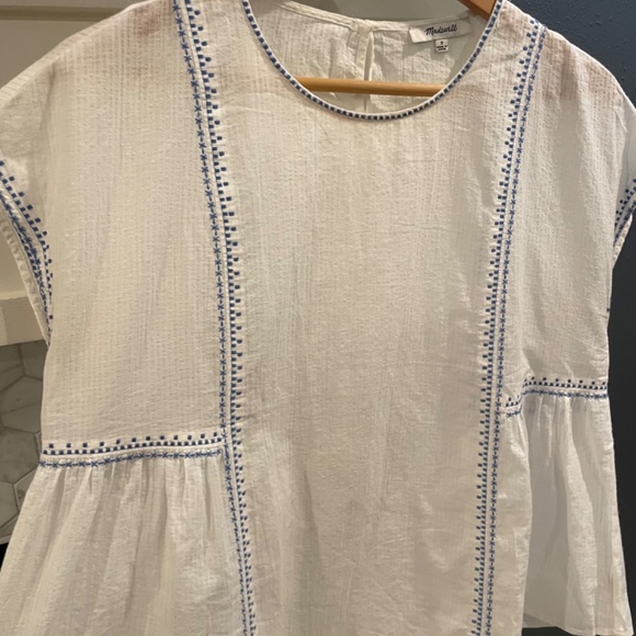 Madewell Embroidered Crewneck Folk Top Size Small - Picture 6 of 9